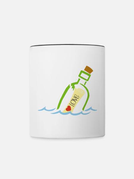 Eine Flasche im Meer - Tasse zweifarbig - Weiß/Schwarz