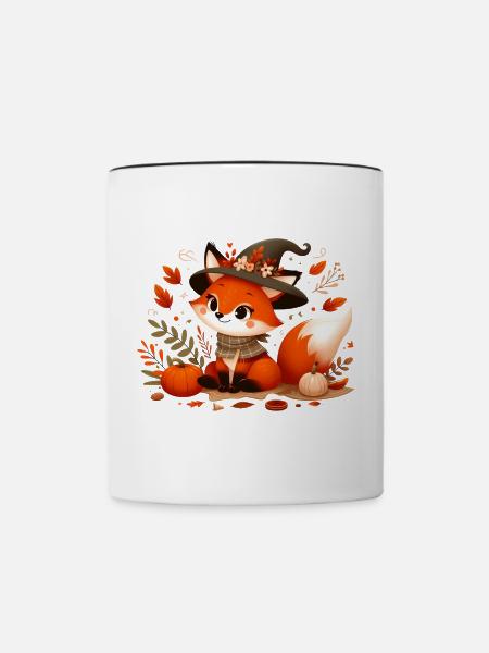 Fuchs Herbst 12 - Tasse zweifarbig - Weiß/Schwarz
