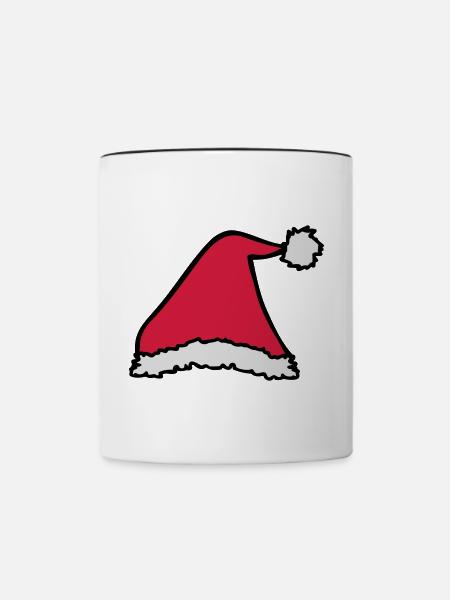Weihnachtsmütze - Tasse zweifarbig - Weiß/Schwarz