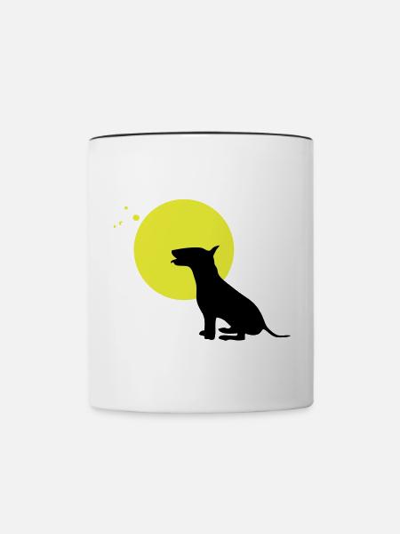 Mondsilhouette Hundedesign - Tasse zweifarbig - Weiß/Schwarz