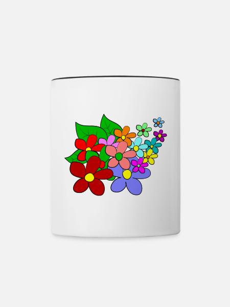 Blumen - Tasse zweifarbig - Weiß/Schwarz