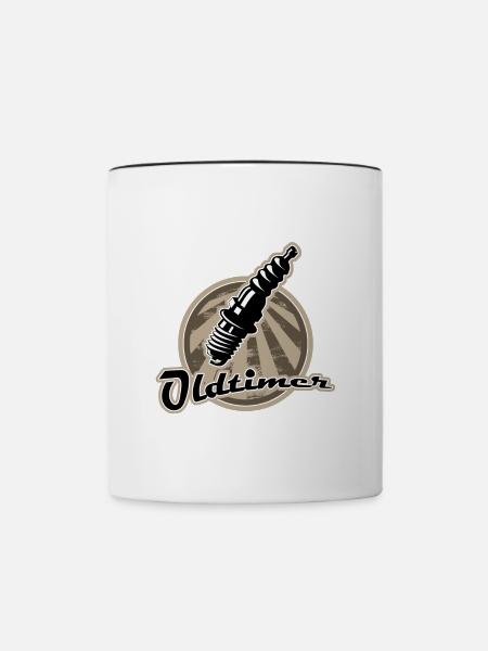 Oldtimer Zuendkerze Retro - Tasse zweifarbig - Weiß/Schwarz
