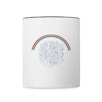 Rainbow with Rain Drops Pattern - Contrasting Mug - white/black - Front