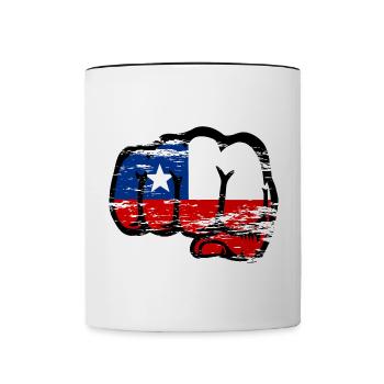 Poing du drapeau chilien utilisé - Mug contrasté - blanc/noir - Devant