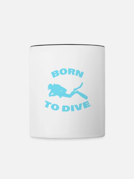BORN TO DIVE - Tasse zweifarbig - Weiß/Schwarz