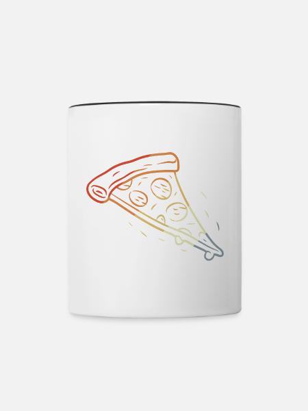 Retro Pizza Scheibe Skizze - Tasse zweifarbig - Weiß/Schwarz