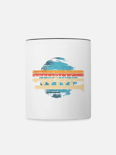Flöte Grafik - Tasse zweifarbig - Weiß/Schwarz