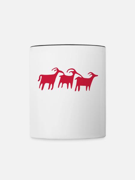 petroglyphe herde vektor - Tasse zweifarbig - Weiß/Schwarz