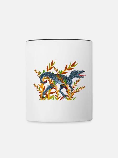 dinosaurier - Tasse zweifarbig - Weiß/Schwarz