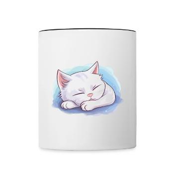 Sleeping Cat Official Sleep Shirt Kitten - Contrasting Mug - white/black - Front