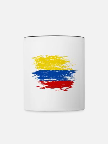 Kolumbien Flagge used - Tasse zweifarbig - Weiß/Schwarz
