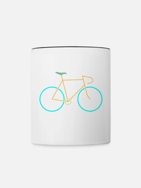 Rennrad gelb blau - Tasse zweifarbig - Weiß/Schwarz