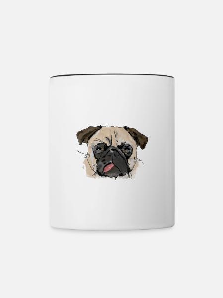 Mops - Tasse zweifarbig - Weiß/Schwarz