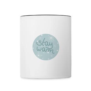 Rester au chaud - Mug contrasté - blanc/noir - Devant