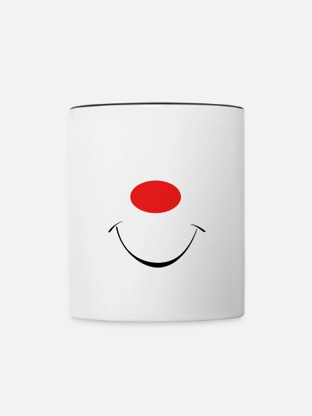 lächeln Maske red nose - Tasse zweifarbig - Weiß/Schwarz