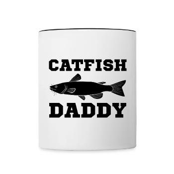 Wels Papa Papa Catfishing Fischer Vatertag - Tasse zweifarbig - Weiß/Schwarz - Vorne