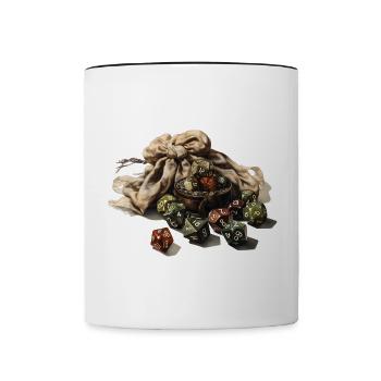Würfel Voller Rollenspielwürfel Fantasy Shirt - Tasse zweifarbig - Weiß/Schwarz - Vorne