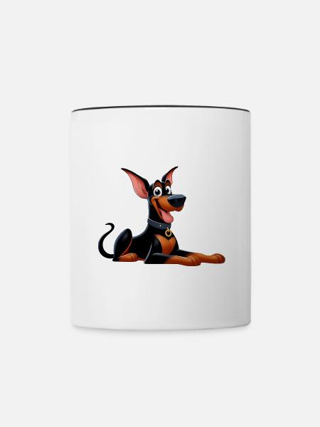 Dobermann - Tasse zweifarbig - Weiß/Schwarz