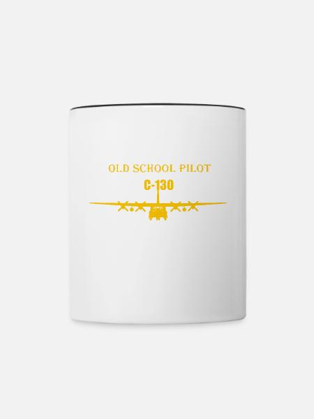 Old school pilot C-130 - Tasse zweifarbig - Weiß/Schwarz