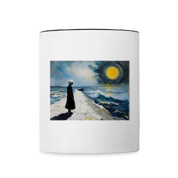 Mom on the Beach 5 - Contrasting Mug - white/black - Front