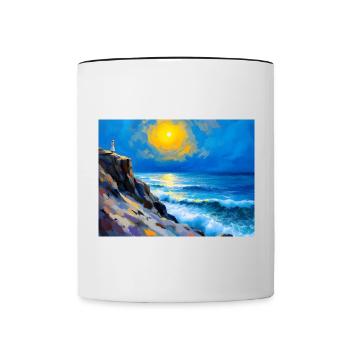 Mom on the Beach 6 - Contrasting Mug - white/black - Front