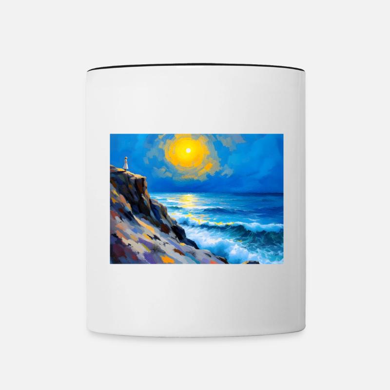 Mama am Strand 6 - Tasse zweifarbig - Weiß/Schwarz