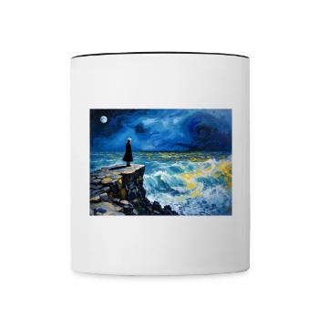 Mom at booth 8 - Contrasting Mug - white/black - Front