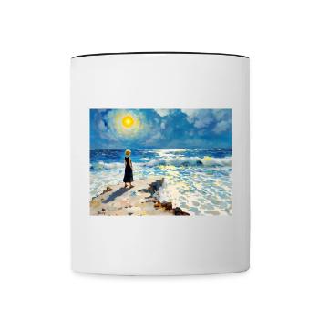 Mom on the Beach 12 - Contrasting Mug - white/black - Front