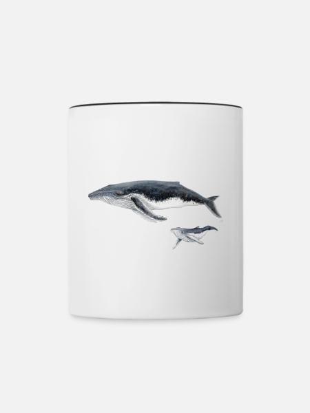 Buckelwal mit Baby Megaptera Wal - Tasse zweifarbig - Weiß/Schwarz