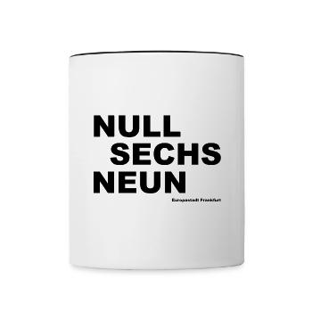 069 - Frankfurt - Vorwahl - Telefon - telefonieren - Tasse zweifarbig - Weiß/Schwarz - Vorne