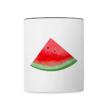 Watermelons piece watercolor - Contrasting Mug - white/black - Front