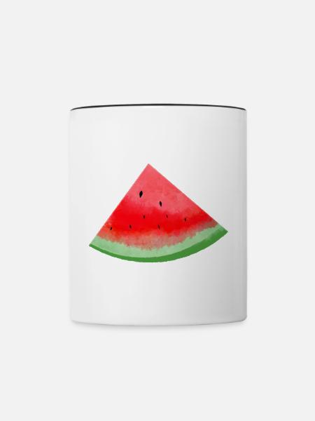 Wassermelonen Stück Aquarell - Tasse zweifarbig - Weiß/Schwarz