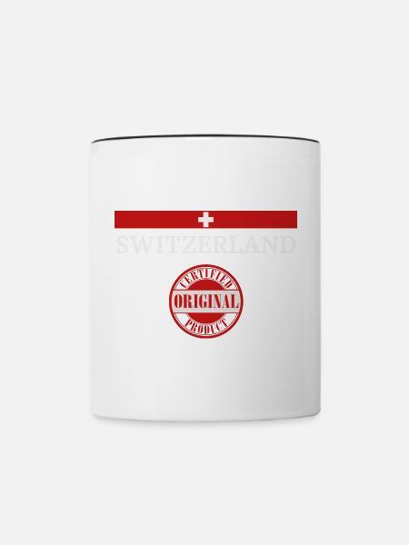 Schweizer Flagge - Tasse zweifarbig - Weiß/Schwarz