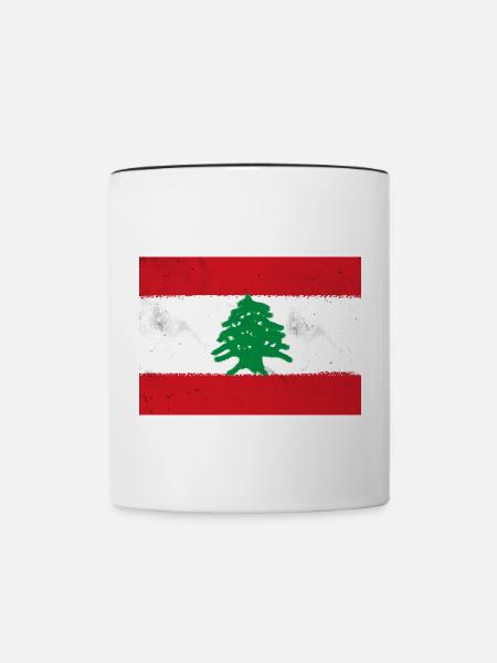 Flagge des Libanon - Tasse zweifarbig - Weiß/Schwarz