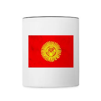 Flagge von Kirgisistan - Tasse zweifarbig - Weiß/Schwarz - Vorne