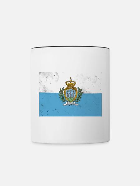 Flagge von San Marino - Tasse zweifarbig - Weiß/Schwarz