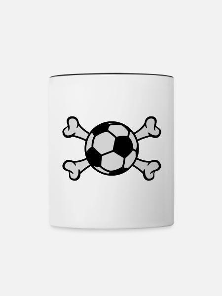 Fußball Pirat - Tasse zweifarbig - Weiß/Schwarz