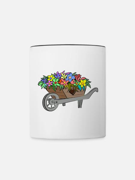 Blumen Frühling - Tasse zweifarbig - Weiß/Schwarz