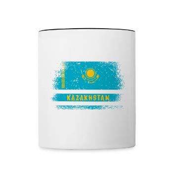 Design de drapeau vintage du Kazakhstan - Mug contrasté - blanc/noir - Devant