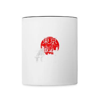 Tokyo Japon Asie Ville Skyline Police Grunge - Mug contrasté - blanc/noir - Devant