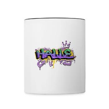 Halle Germany City Graffiti Spray Sprayer - Contrasting Mug - white/black - Front