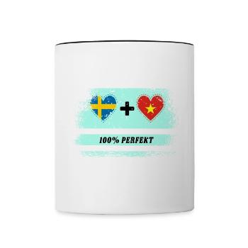 Vietnam et Suède 100% Parfait / Cadeau - Mug contrasté - blanc/noir - Devant
