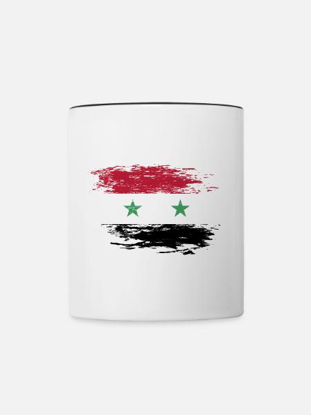 Syrien Flagge used - Tasse zweifarbig - Weiß/Schwarz