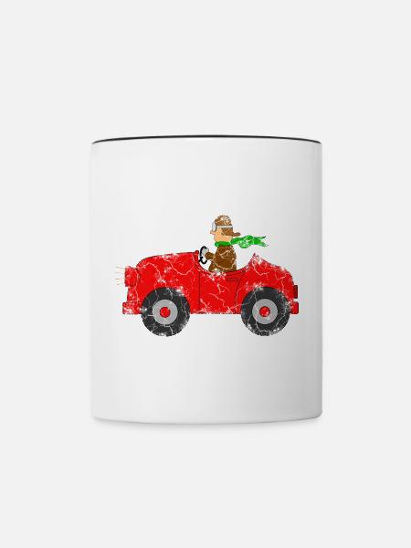 Auto mit Fahrer - Tasse zweifarbig - Weiß/Schwarz