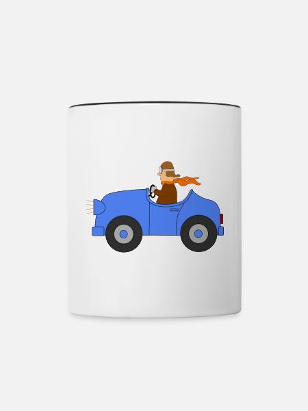 Auto mit Fahrer - Tasse zweifarbig - Weiß/Schwarz