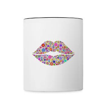 kiss mouth - Contrasting Mug - white/black - Front