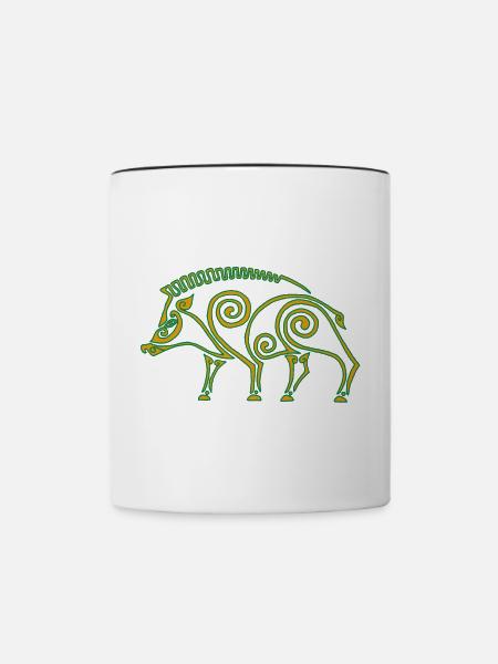 Keltischer Eber - Tasse zweifarbig - Weiß/Schwarz