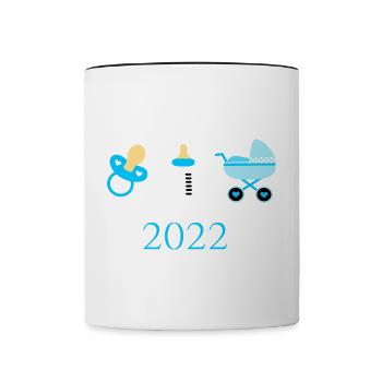 Baby 2022 Geburt Familie - Tasse zweifarbig - Weiß/Schwarz - Vorne
