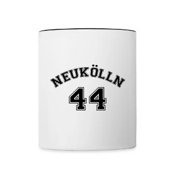 Neukölln 44 Berliner Bezirk Nostalgie Design - Tasse zweifarbig - Weiß/Schwarz - Vorne