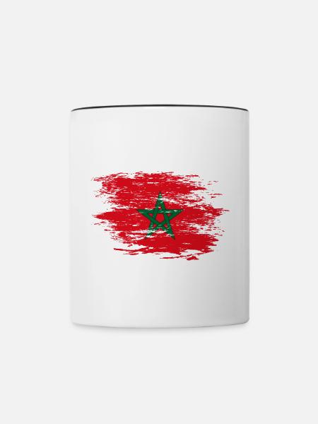 Marokko Flagge used - Tasse zweifarbig - Weiß/Schwarz